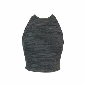 Hollister Ribbed Charcoal Gray Crop Top